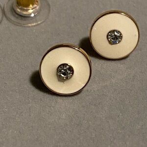 Kate Spade  White enamel Stud Earrings with Crystal Accent
